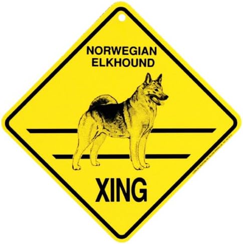 Norwegian Elkhound Xing caution Crossing Sign dog Gift