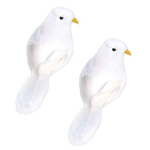 Vosarea 2PCS Artificial Feather Birds Cute Foam Pigeons with Clips Photo Props Home Decor