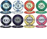 Scroll Design Ceramic 10gm Poker Chips - 8 Chip Sample Set