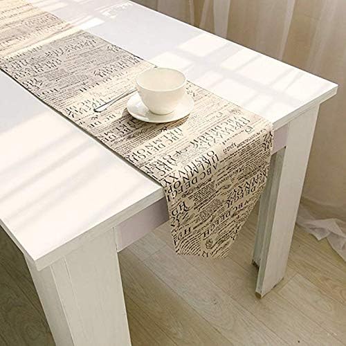 Arflee Shabby Chic Monogrammed Letters Words Home Doily Linen Table Runner - Cotton Canvas Fabric Wedding Hotel Dinning Table Top Decoration (12" W x 72" H)