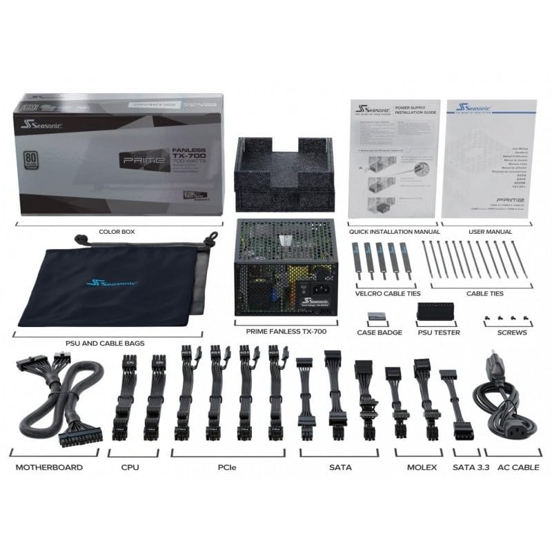 Seasonic Prime Fanless Tx-700 700W Pc Power Supply, Black, 4X Pcie - View 11