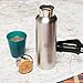 George Sportz Stainless Steel Insulated Sports Water Bottle (Complimentary Eco-Friendly Silicone Seal) BPA Free-Double Walled Vacuum Flask-Wide Mouth-Sleek Brushed Steel With a Bamboo Cap-20oz (600ml)