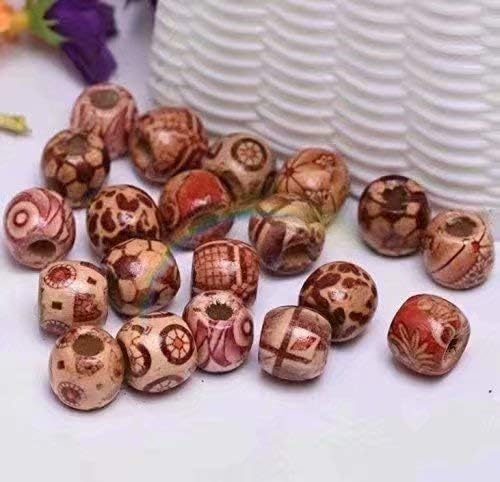 SUNXIN 100 Pieces Wooden Beads Ball Beads Spacer Beads Jewellery DIY Crafts, 11x12mm