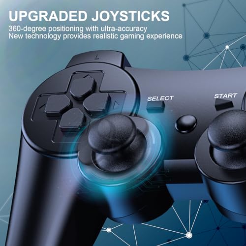 Diswoe PS3 Controller, 2 Pack Wireless Controller for PS3, Wireless Bluetooth Controller with Dual Vibration, Gyro Axis, Rechargeable PS3 Gamepad Joystick with 2 Charging Cables