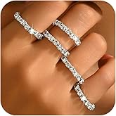 SAVNOJW Bling Rhinestone Stretch Rings Set for Women Trendy, Funky Cute Sparkly Cubic Zirconia Stackable Knuckle Ring Y2K Party Prom Jewelry Gift Accessories
