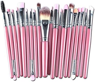 AMarkUp 20 Pcs Pro Makeup Brushes Set Powder Foundation Eyeshadow Eyeliner Lip Cosmetic Clearance Brush (Pink+Silver)
