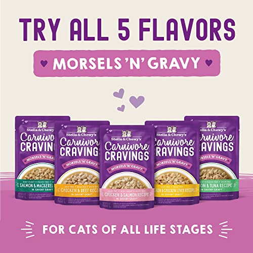 STELLA & CHEWY’S CARNIVORE CRAVINGS MORSELS & GRAVY CHICKEN & CHICKEN LIVER RECIPE WET CAT FOOD POUCHES – (2.8 OUNCE CANS, CASE OF 12)