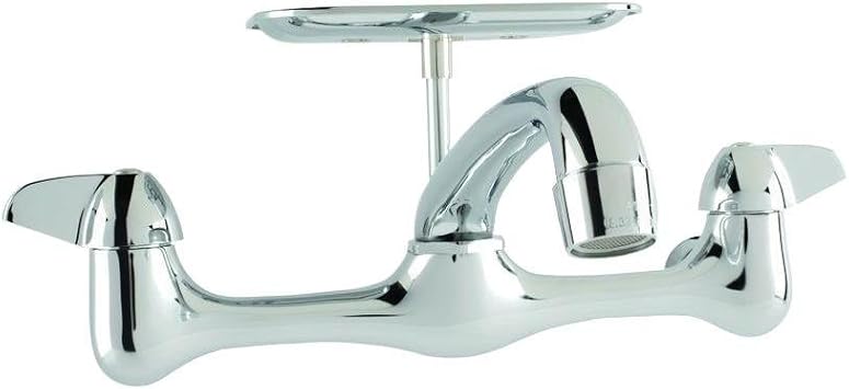 Glacier Bay 2 Handle Wall Mount Kitchen Faucet With Soap Dish In