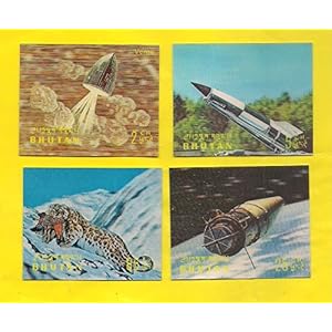 1970s ~ Bhutan ~ Space & Animal’, Rare ~ 3 D Plastic Stamps ~ Set of 4 Stamps