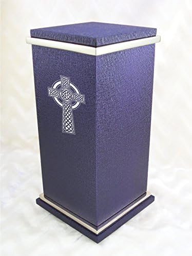 PERSONALIZED Custom Engraved Celtic Cross Cremation Urn Vault by Amaranthine Urns, made in the USA, Peyton RG Painted Silver (up to 250 lbs living weight) (Gloss Black Onyx)