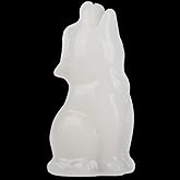 QLRSUXN White Jade Howling Wolf Crystal Figurines, 2.2 Inch Wolf Totem Spirit Animal Statue Decor for Home Office Desk Altar, Hand Carved Natural Healing Crystal Sculpture Gifts for Women Men