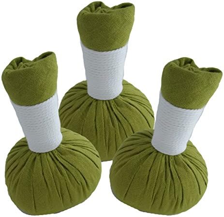" Lemongrass " Herbal Hot Compress Massage Ball THAI Spa 100% Natural (Pack of 3)