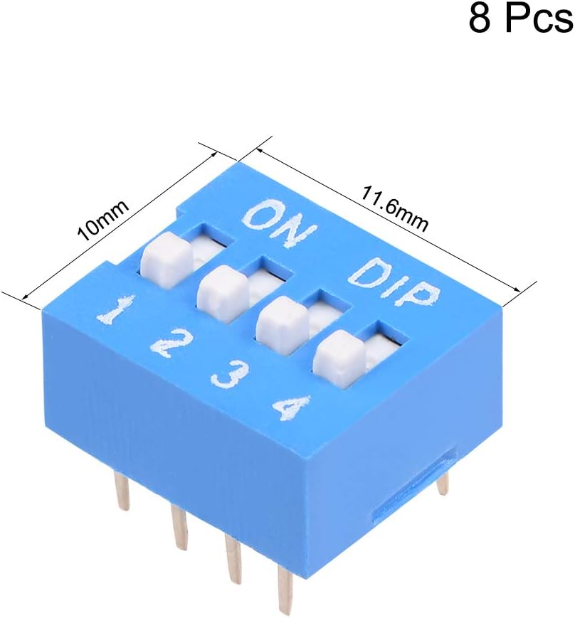 sourcing map 8Pcs Blue DIP Switch Horizontal 1-4 Positions 2.54mm Pitch for Circuit Breadboards PCB, 1-4-8Pcs - Image 4