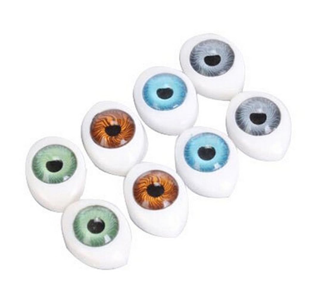 8 Pairs of 16 pieces Oval Acrylic Hollow Eye Dolls for Crafts, Crafts, Crafts, Sewing, Puppies, Bears, Dolls, Animals, Assorted Color, 23mm x 16mm/0.9'' x 0.6''