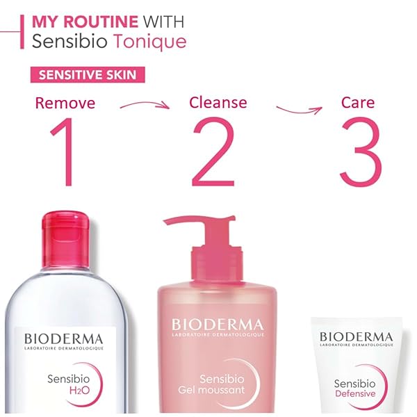 BIODERMA SENSIBIO H2O MICELLAR WATER, MAKEUP REMOVER CLEANSER, GENTLE FOR SKIN, FRAGRANCE-FREE & ALCOHOL-FREE, GENTLE FACE CLEANSER FOR SENSITIVE SKIN, 16.9 FL OZ