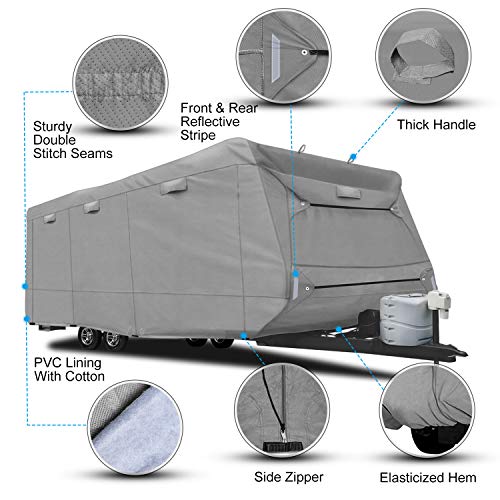 RVMasking 5ply Top Travel Trailer RV Cover, Fits 24'1" 26' RVs Breathable Waterproof Anti