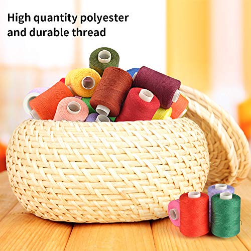 GEEDIAR Sewing Threads for Sewing Machine - 30 Colors Spools Polyester Sewing Thread Kit for Hand and Sewing Machines