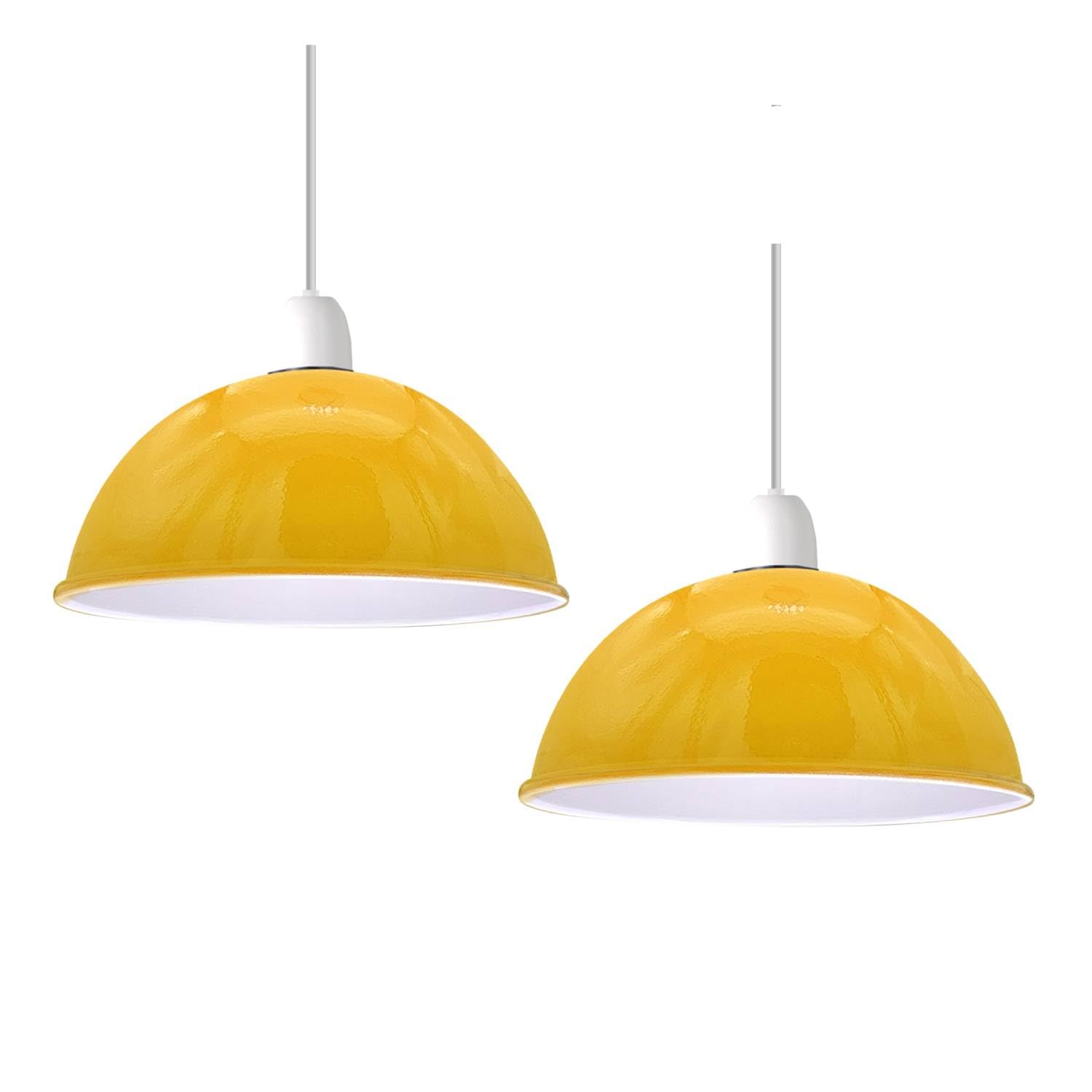 LEDSONE Easy Fit Light Shade, Vintage 2 Pack of Metal 21cm Dome Shaped Ceiling Light Shade Pendant Light Lampshade for Living Rooms bedrooms Kitchen Dining Room Restaurant Cafe