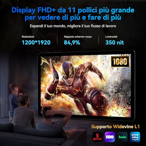 TABWEE 11 Inch Android 16 Tablet with Keyboard, 24GB RAM+128GB ROM+2TB Expansion, Octa-Core T615, 1920x1200 FHD+IPS, Gemini AI, 8000mAh, 13MP+5MP, 5G WiFi/GPS/Split-Screen/Face ID/BT5.0