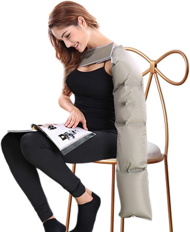 Blood Circulation and Muscle Relaxation, Air Compression Recovery Boots, Sequential Compression Device, Foot, Calf, Arm, Waist, Muscle Pain, Home Office Travel Use, Lymphedema, Edema,1Arm+AirPump