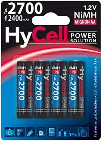 HYCELL AA NiMH Rechargeable Batteries - Recharge capacity of 2700mAh - Pack of 4, Multicolore