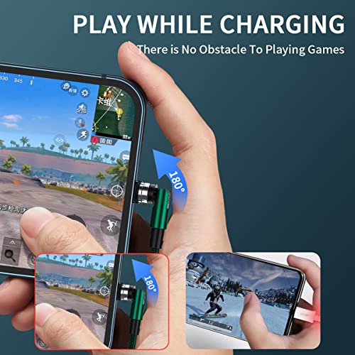 clenye Magnetic Charging Cable, 540° Rotation Magnetic Phone Charger with LED Light 3Pack (10FT/10FT/10FT) 3 in 1 Compatible with Micro USB, Type C and iProduct Device | Blackish Green Nylon-Braided