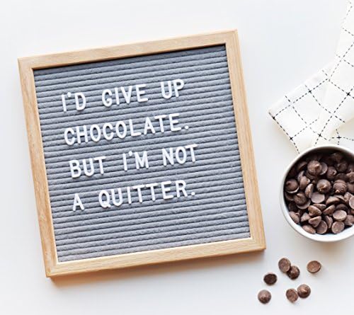 Felt Letter Board (10 x 10) | Gray | Oak Frame - 300 Changeable White Letters / Numbers / Characters - FREE Bag! - Text Box Brand
