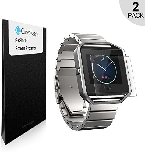 Fitbit Blaze Screen Protector [Full Screen Coverage][Case Friendly], Curvologys S+Shield Fitbit Blaze Anti-Fingerprint Scratch-proof Ultra HD Film - Lifetime Replacements (2-Pack)