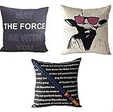 (Set of 3) Star Wars Pillowcase Square Pillow Covers Decorative 100% Cotton Linen 18x18 Inches