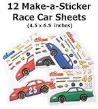 ~ 12 ~ Make-a-Race Car Sticker Sheets ~ New