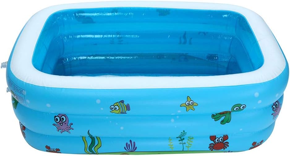 Inflatable Swimming Pool, 3 Size Family Swimming Pool with Inflatable Soft Floor, Water Play Fun Center for Kids and Adults (S, Blue)