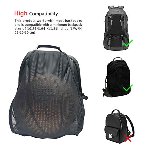 BUMOVE Backpacks Soccer Ball Holder, Soccer Net Bag for Basketball, Soccer, Volleyball & Football, Fit Most Backpack (Black) - Thumbnail 4
