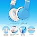 iClever HS15 Kids Headphones - Wired Headphones for Kids, Stereo Sound, Adjustable Metal Headband, Foldable£¬ Portable, Untangled Wires, 94dB Volume Limiting - Childrens Headphones Over Ear, Blue