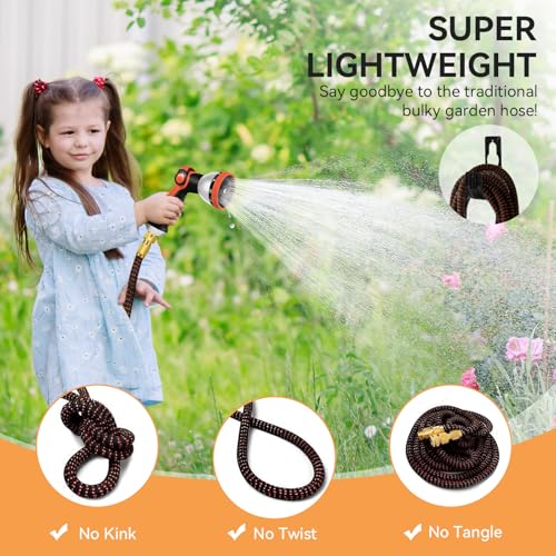 Yofidra 100FT Expandable Garden Hose Pipe, Water Hose with 10-Pattern Spray Gun & Metal Fittings, Hosepipe for Gardening, Washing & Cleaning
