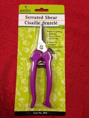 Comfort Grip Stainless Steel Serrated Blade Garden Round Tip Shear Pruner Purple