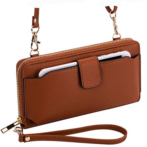 Heaye Wristlet Wallet Crossbody Phone Bags for Women with Card Slots Cognac