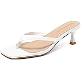 Mindeeryy Thong Sandals Kitten Heels Square Toe Flip Flops Slip On Heels for Women Kitten Heel Sandals Low Heel 2.4 Inch for Casual