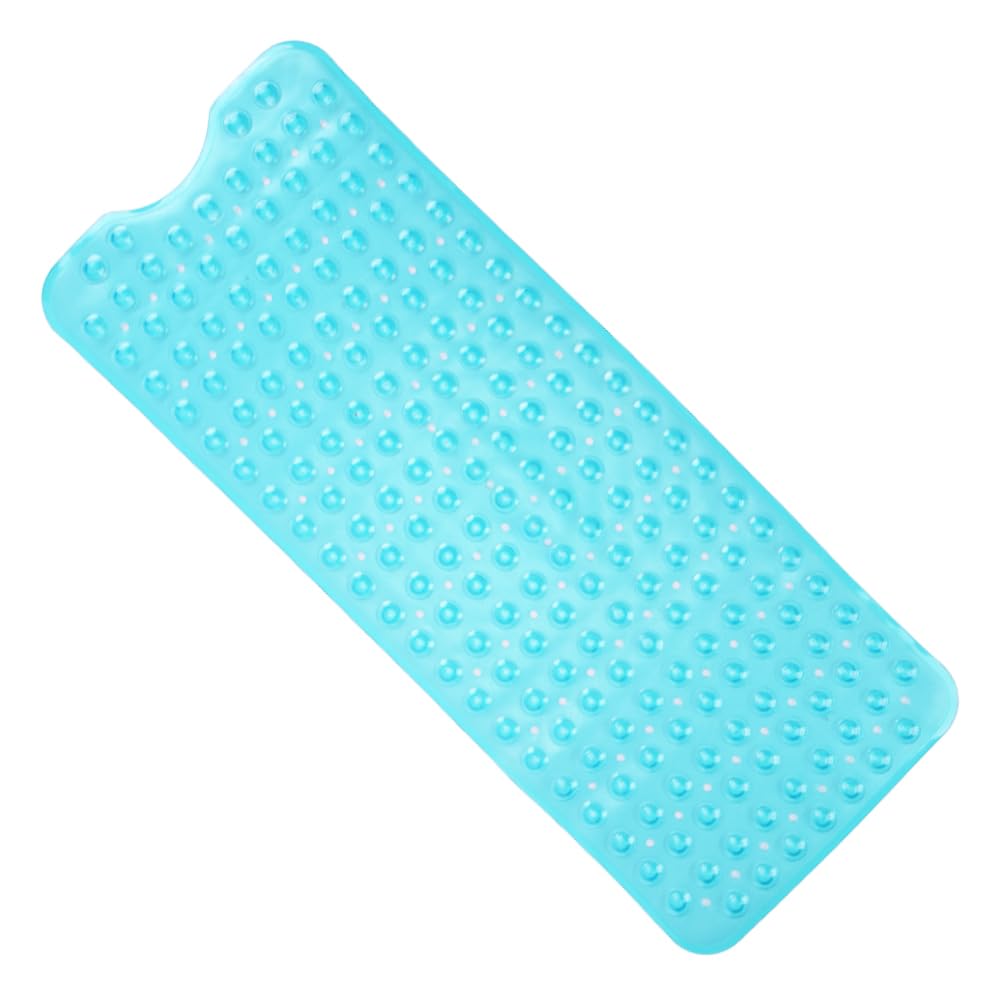 ANSIO Bath Mat Non Slip Anti Mould 100 x 40 cm – Long PVC Shower Mat with Suction Cups & Drain Holes, Machine Washable Bathtub Mat, Teal