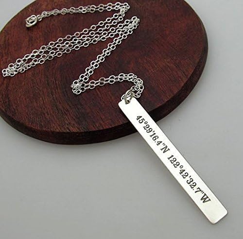 Latitude Longitude Necklace for Her - Custom GPS Location Necklace - Engraved Pendant Necklace - Gift for Her