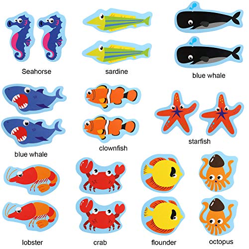 TEPSMIGO Magnetic Wooden Fishing Pole Game for Kids, Educational Go Fish Gaming Gift Toy with 20 Ocean Animals and 2 Rods for Toddler Boys Girls Age 3+ - Thumbnail 3