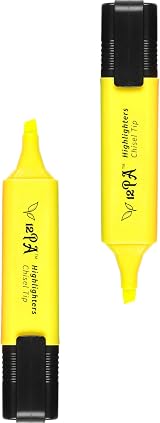 12PA Highlighters Yellow 2 Pack Chisel Tip Water-Based Ink