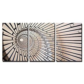 3 Piece Canvas Wall Art - View of a Spiral Staircase - Modern Home Art Stretched and Framed Ready to Hang - 16"x24"x3 Panels