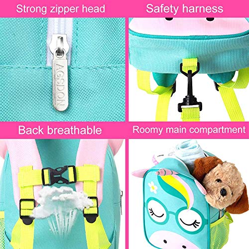 Toddler Backpack Leash, 9.5" Safety Harness Unicorn Bag - Removable Tether - Thumbnail 5