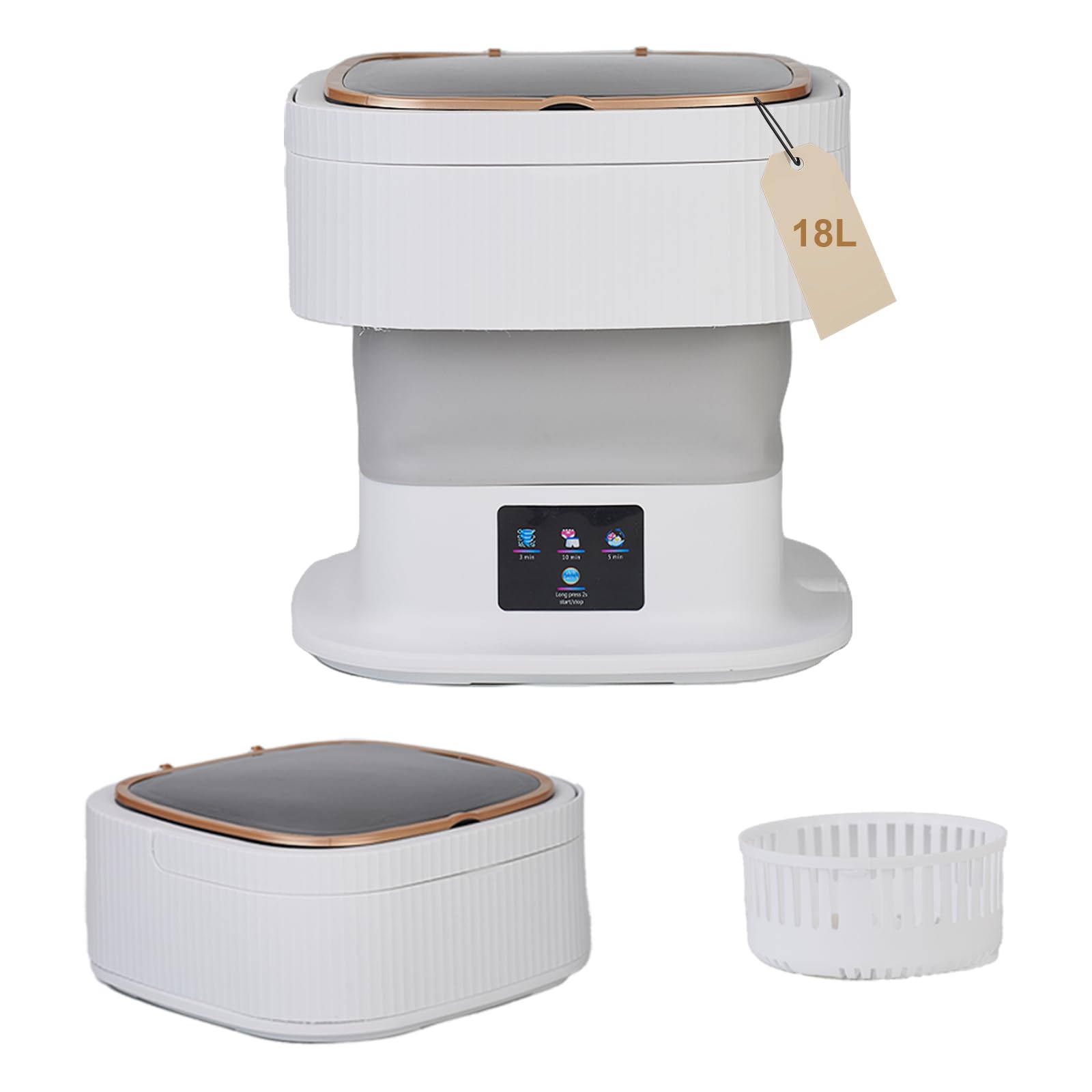 Photo 1 of 18L Portable Washing Machine, Foldable Mini Washer with 3 Modes, Small Laundry Washer for Clothes, Underwear, Apartments and Travel (Gray)