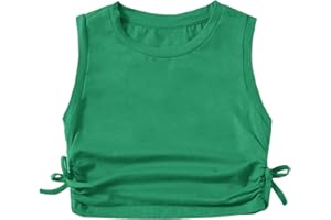 Milumia Girl's Ink Splark Ruched Knot Side Knit Sleeveless Crop Tank Tops