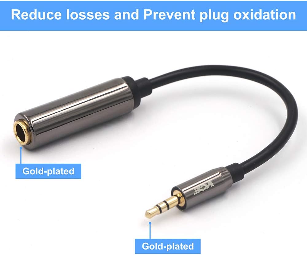 VCE Headphone Adapter 3.5mm Male to 6.35mm Female Audio Jack Adapter Converter 20cm, Black, 1 Pack - Image 5