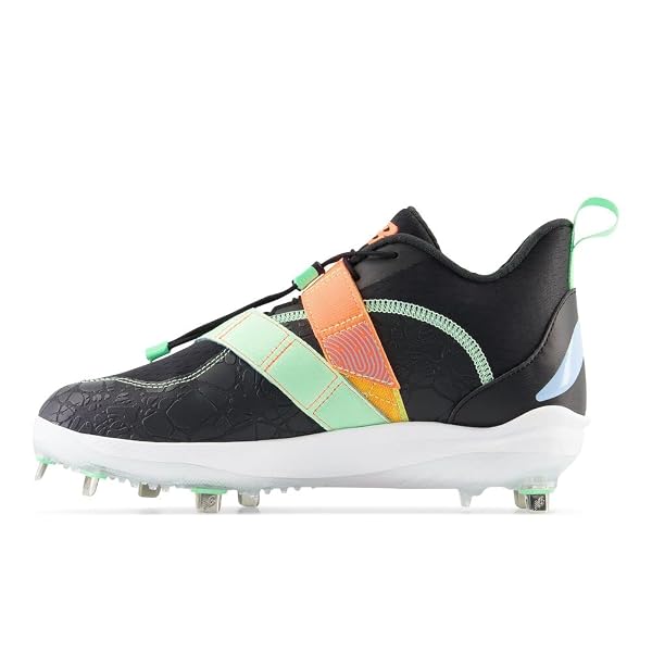 NEW BALANCE MEN’S FUELCELL LINDOR V2 METAL BASEBALL SHOE, BLACK/NEON DRAGONFLY/ELECTRIC JADE, 5 M