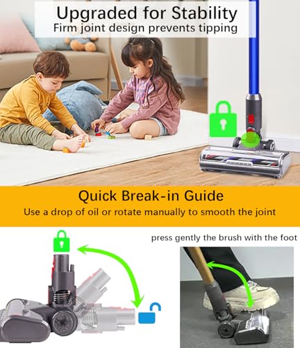 FEVORCS Brush Compatible with Dyson V7 V8 V10 V11 V15 Vacuum Cleaner Accessory Floor Nozzle with 5 Front Lights Wide 26cm