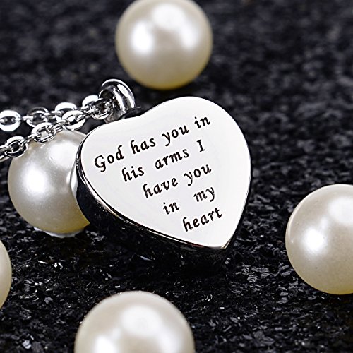 Cremation Ashes Necklace "God Has You in His Arms I Have You in my Heart" Keepsake Memorial Pendant (God Has You in His Arms I Have You in my Heart) (God Has You in His Arms I Have You in my Heart) - Thumbnail 2