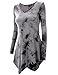Doublju Womens Long Sleeve Tie-Dye Asymmetrical Tunic Top